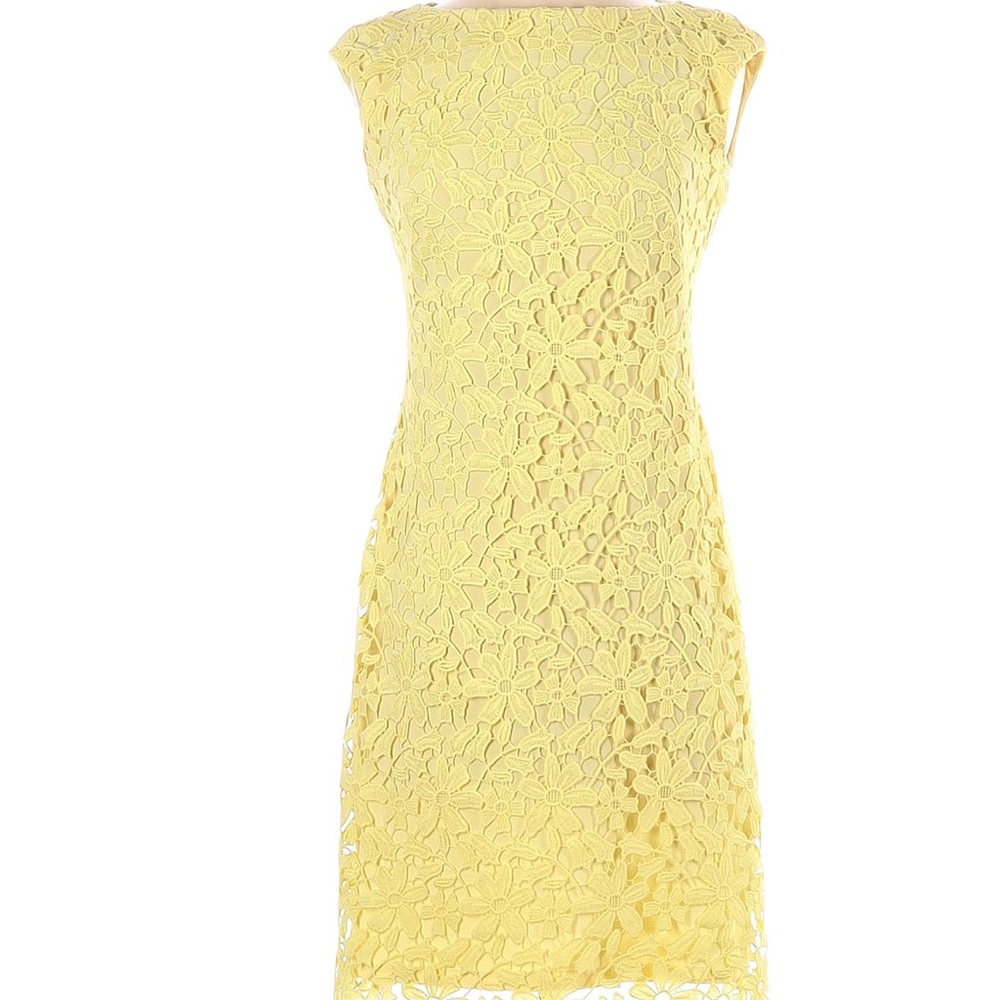 NWT SIZE 8 Lauren Ralph Lauren floral Canary yellow eyelet dress